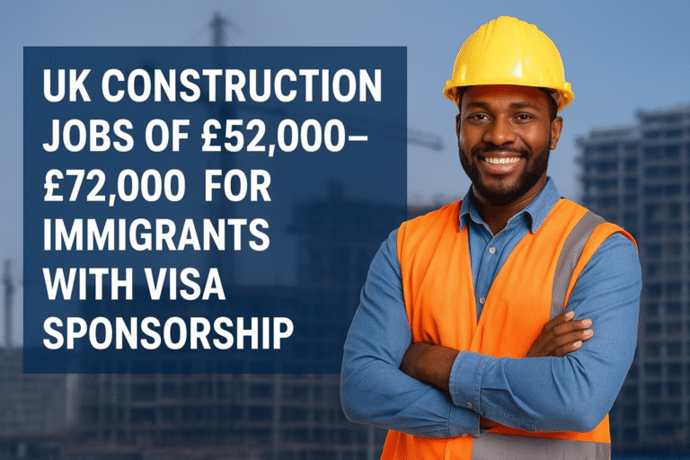 Uk Construction Jobs of £52,000-£72,000 for Immigrants with Visa Sponsorship